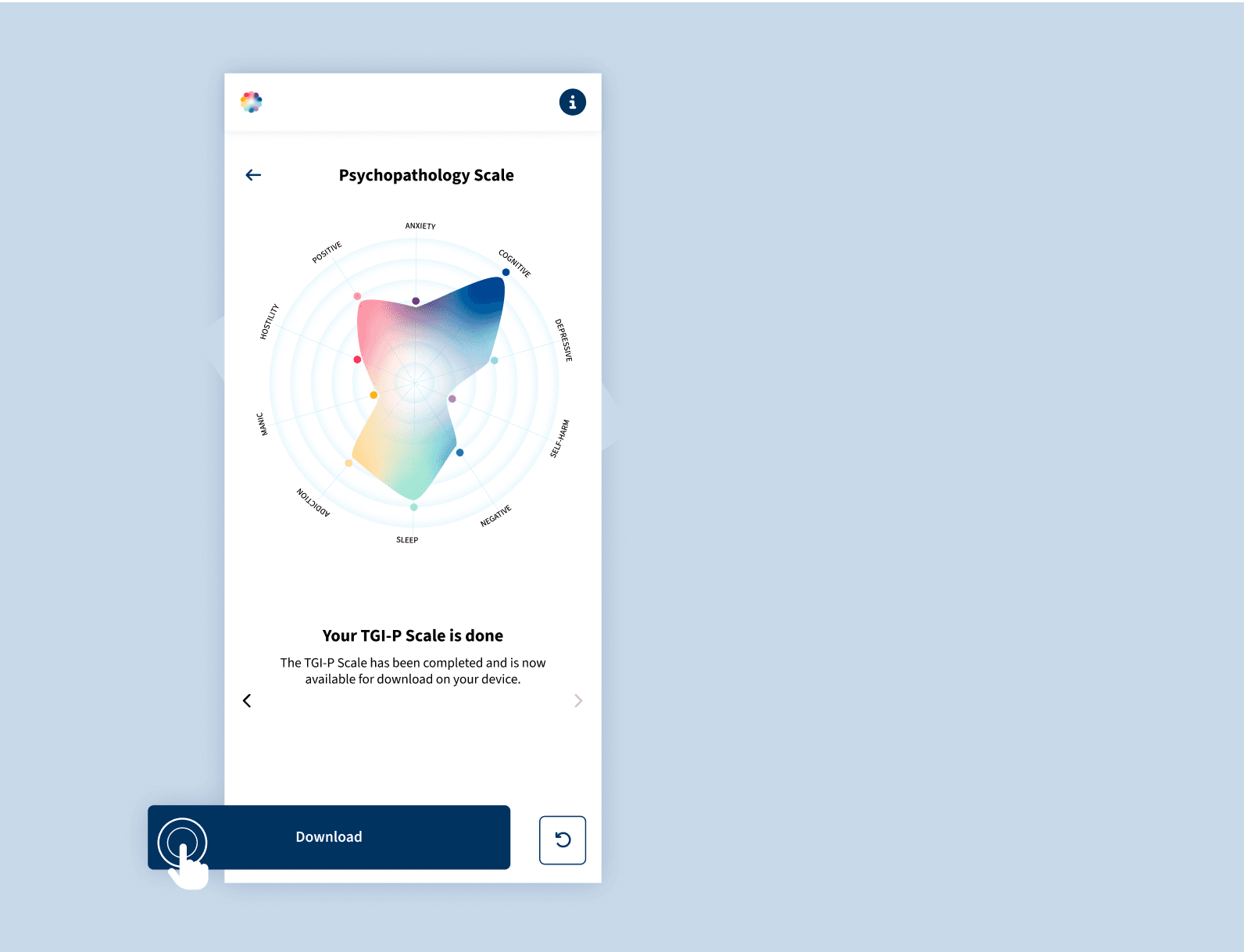 Screenshot showing the completed scale with the Download button highlighted